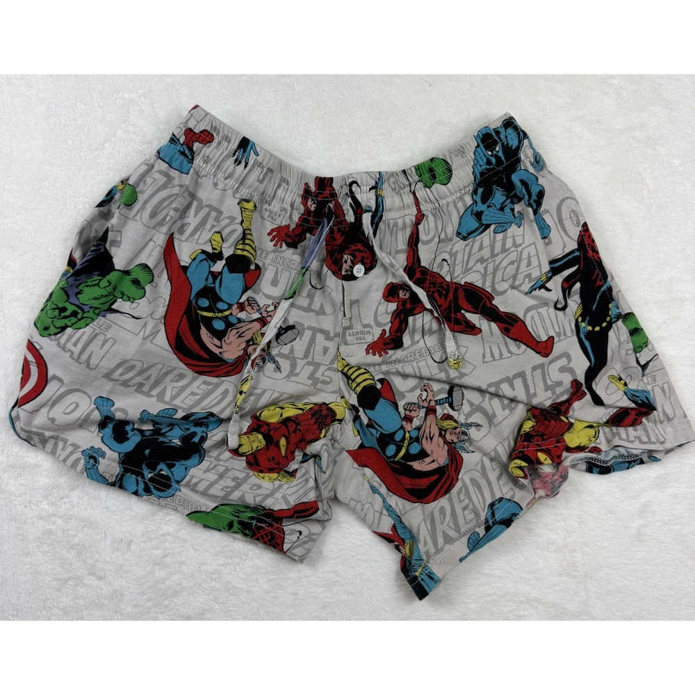 Marvel Mens Superhero Print Lounge Sleep Shorts Gray Multicolor Small